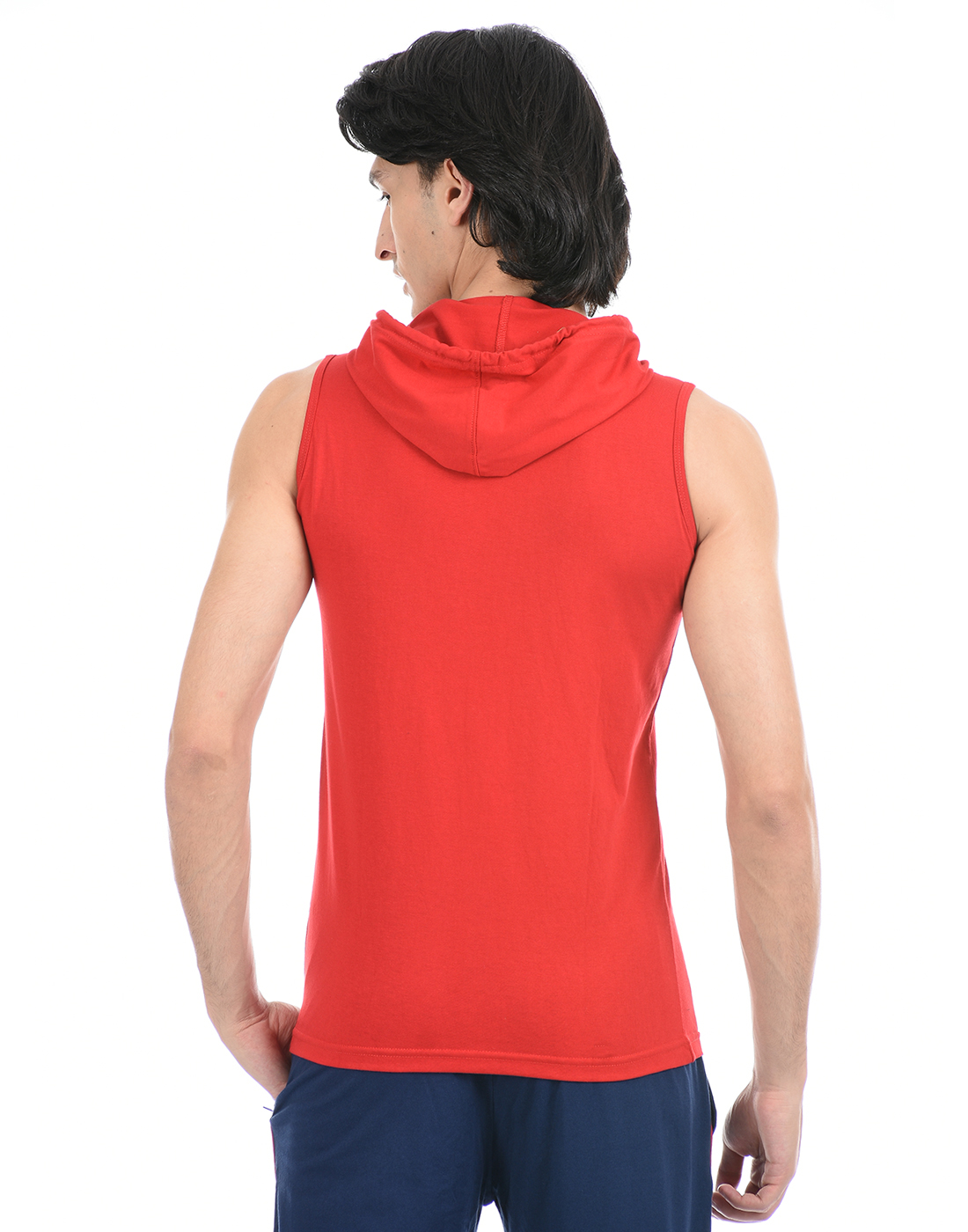 Cloak & Decker by Monte Carlo Men Red Sleeveless Hooded Tshirt